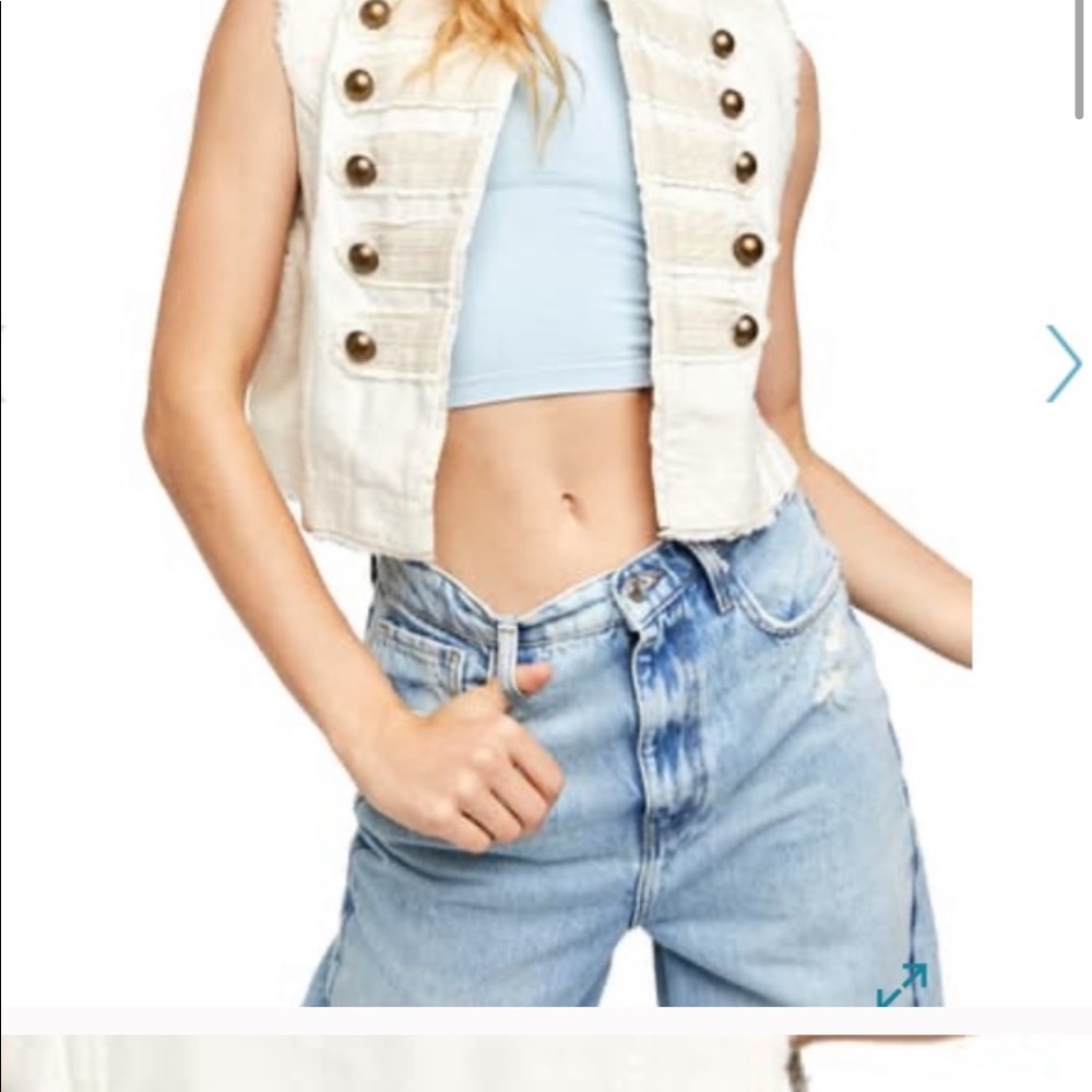 Free People CHARLIE DENIM VEST white with buttons